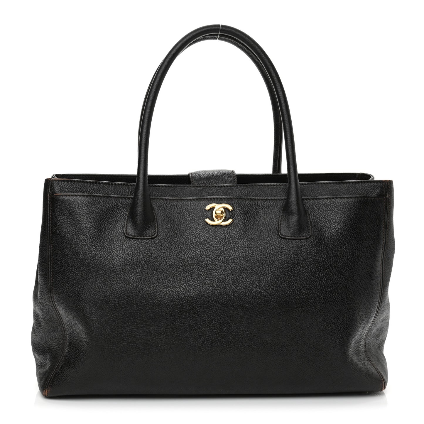 Calfskin Cerf Executive Shopper Tote Black
