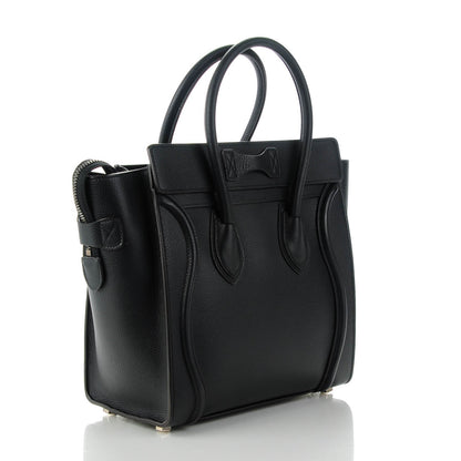 Celine Drummed Calfskin Micro Luggage Black 3 of 7