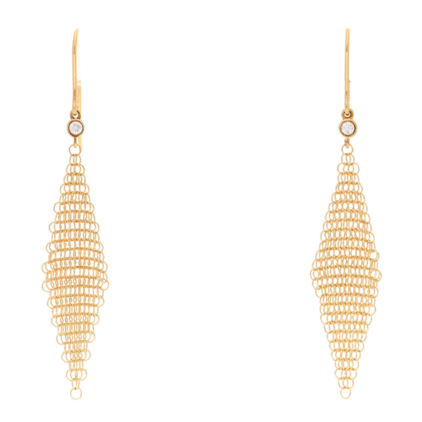 18K Yellow Gold Diamond Elsa Peretti Mesh Earrings
