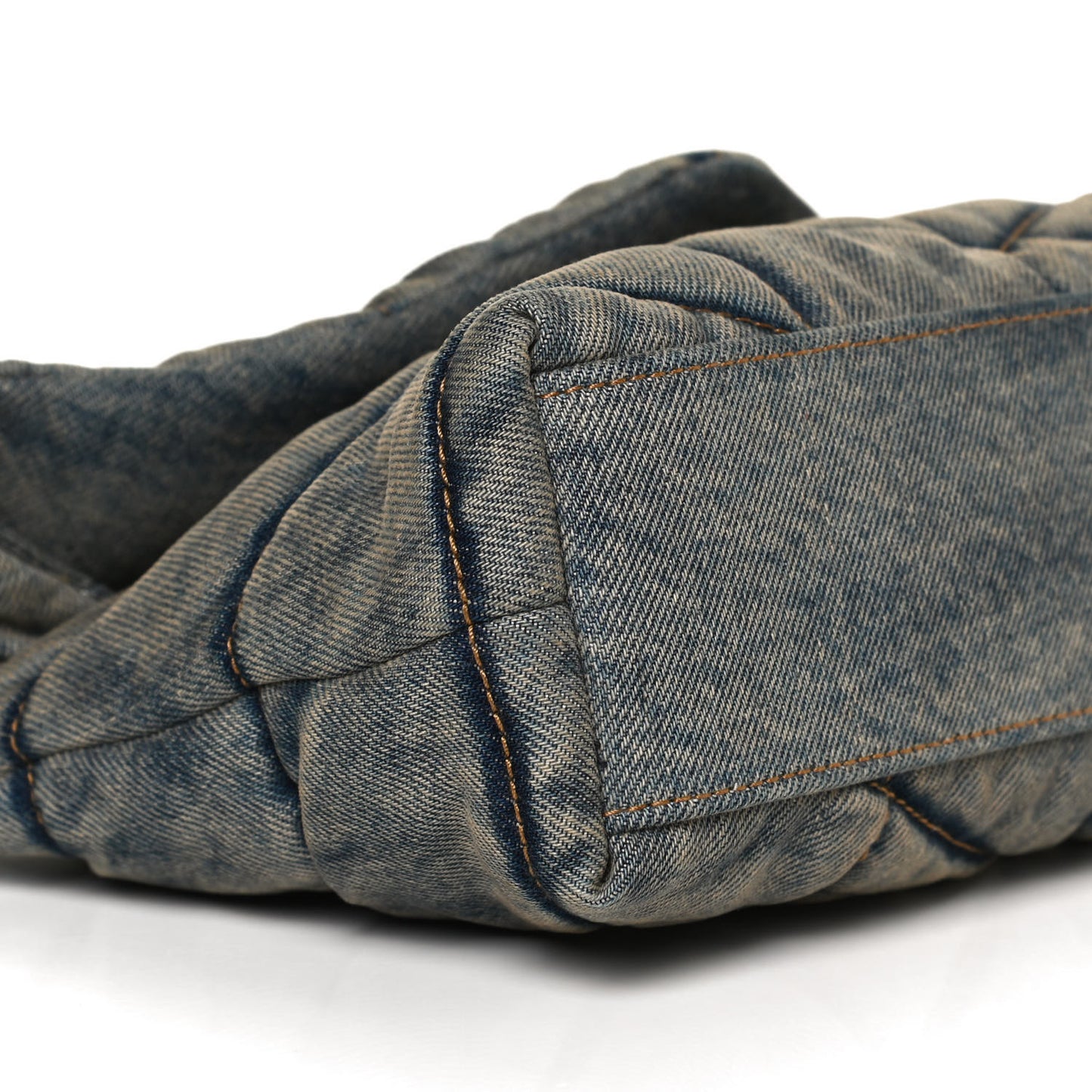 Denim Quilted Toy Loulou Puffer Monogram Chain Satchel Blue Black