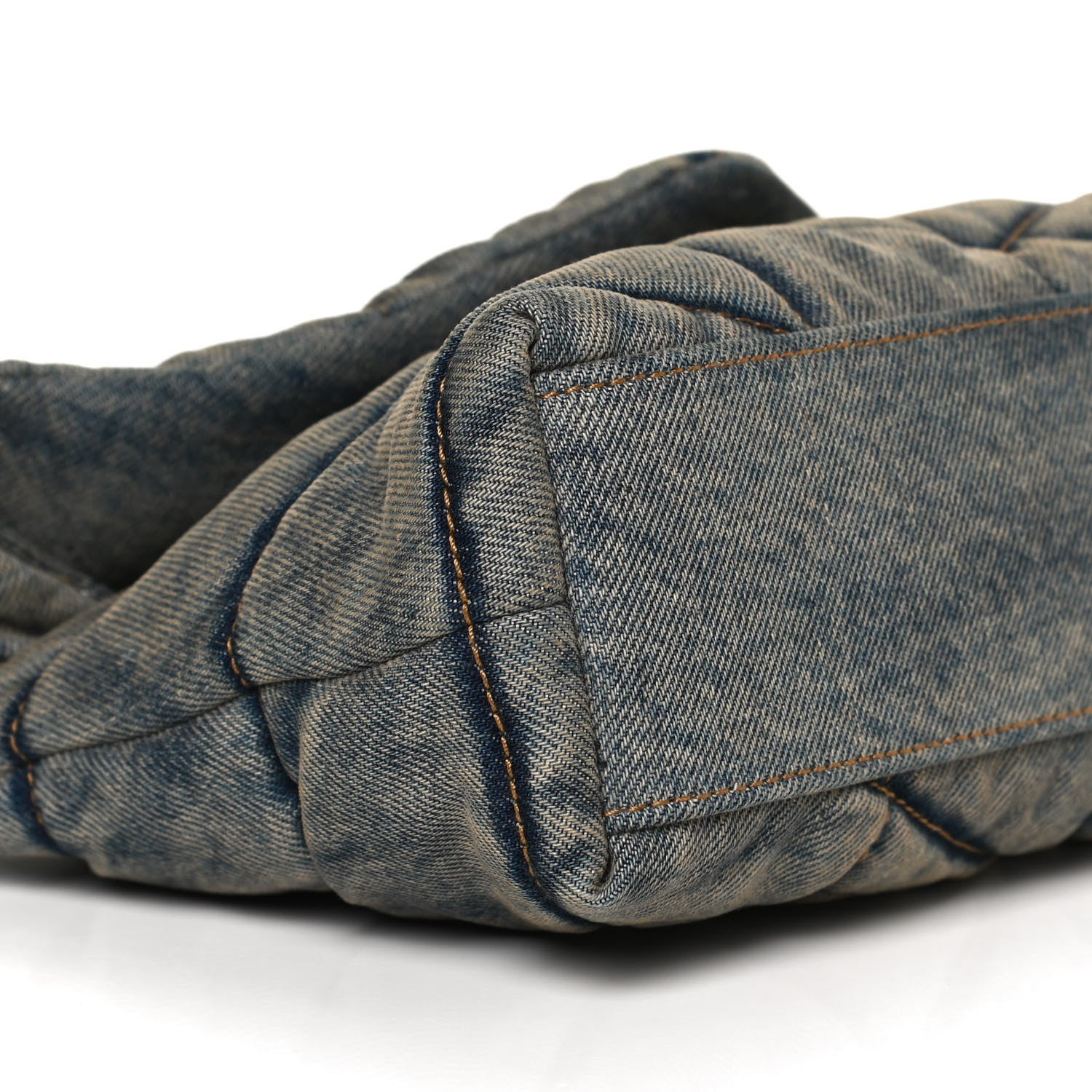 Saint Laurent Denim Quilted Toy Loulou Puffer Monogram Chain Satchel Blue Black 9 of 12