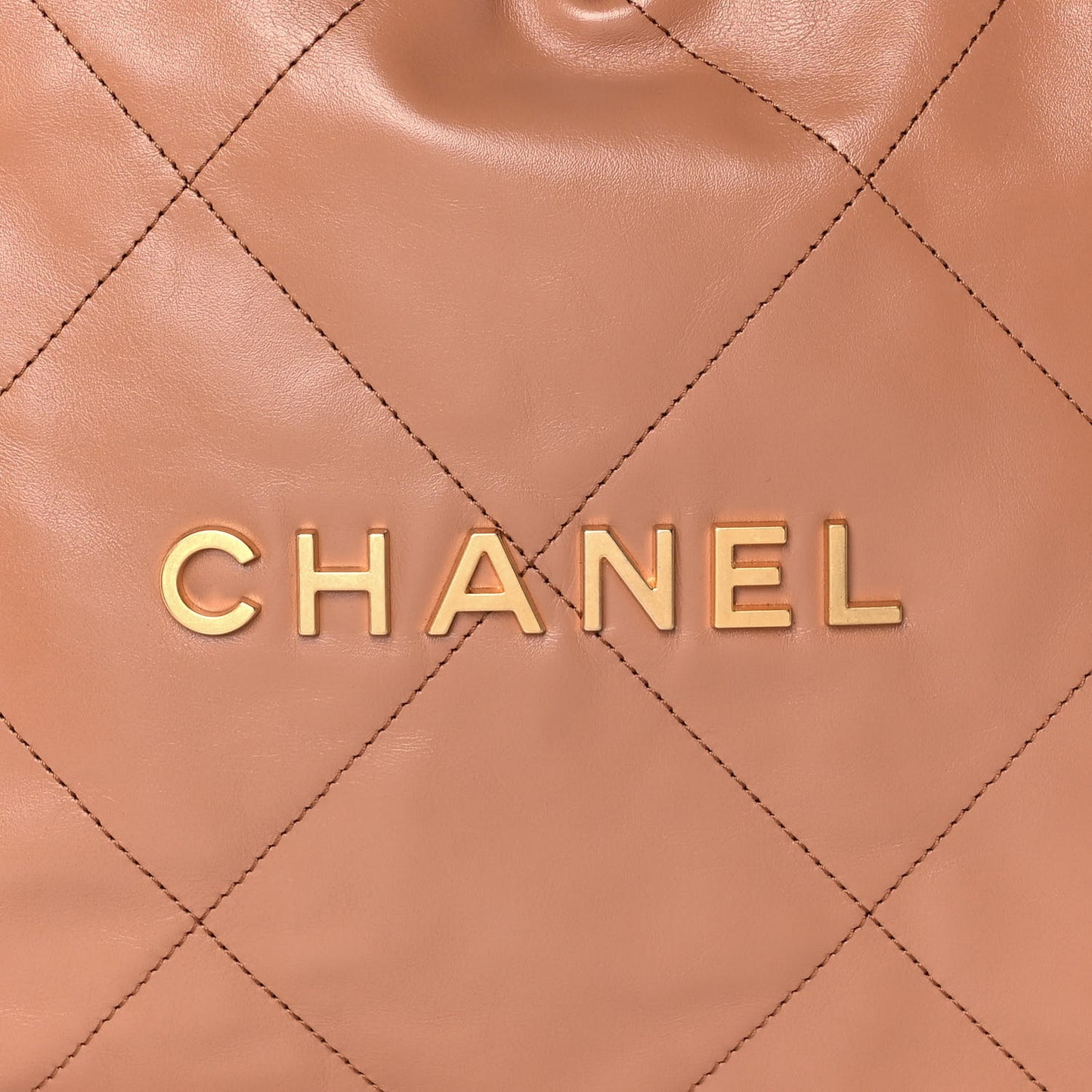 Shiny Calfskin Quilted Chanel 22 Camel