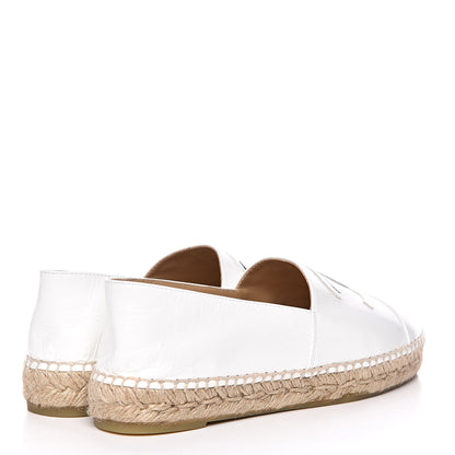 Chanel Distressed Patent CC Espadrilles 39 White Silver 5 of 10
