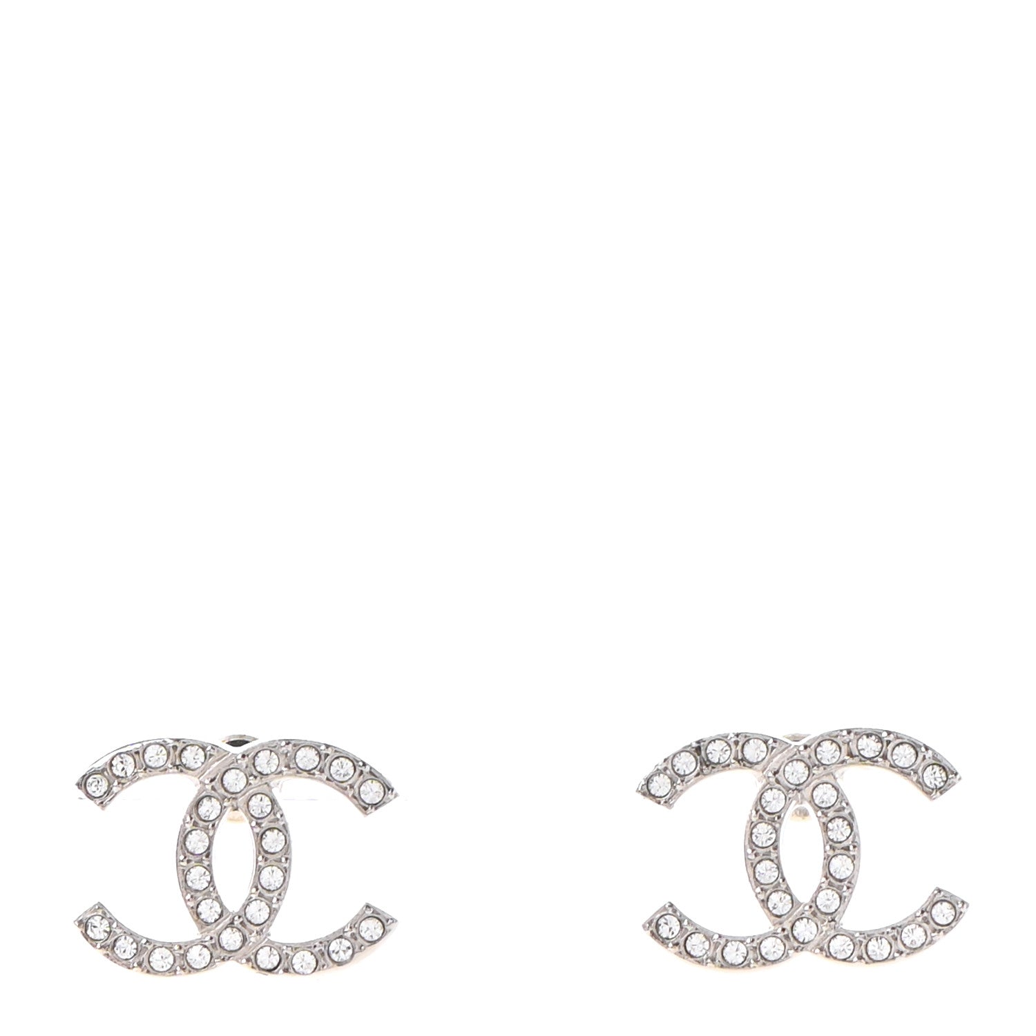 Chanel Crystal CC Earrings Silver 1 of 4