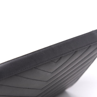 Saint Laurent Grain De Poudre Matelasse Chevron Monogram Chain Wallet Black 12 of 14