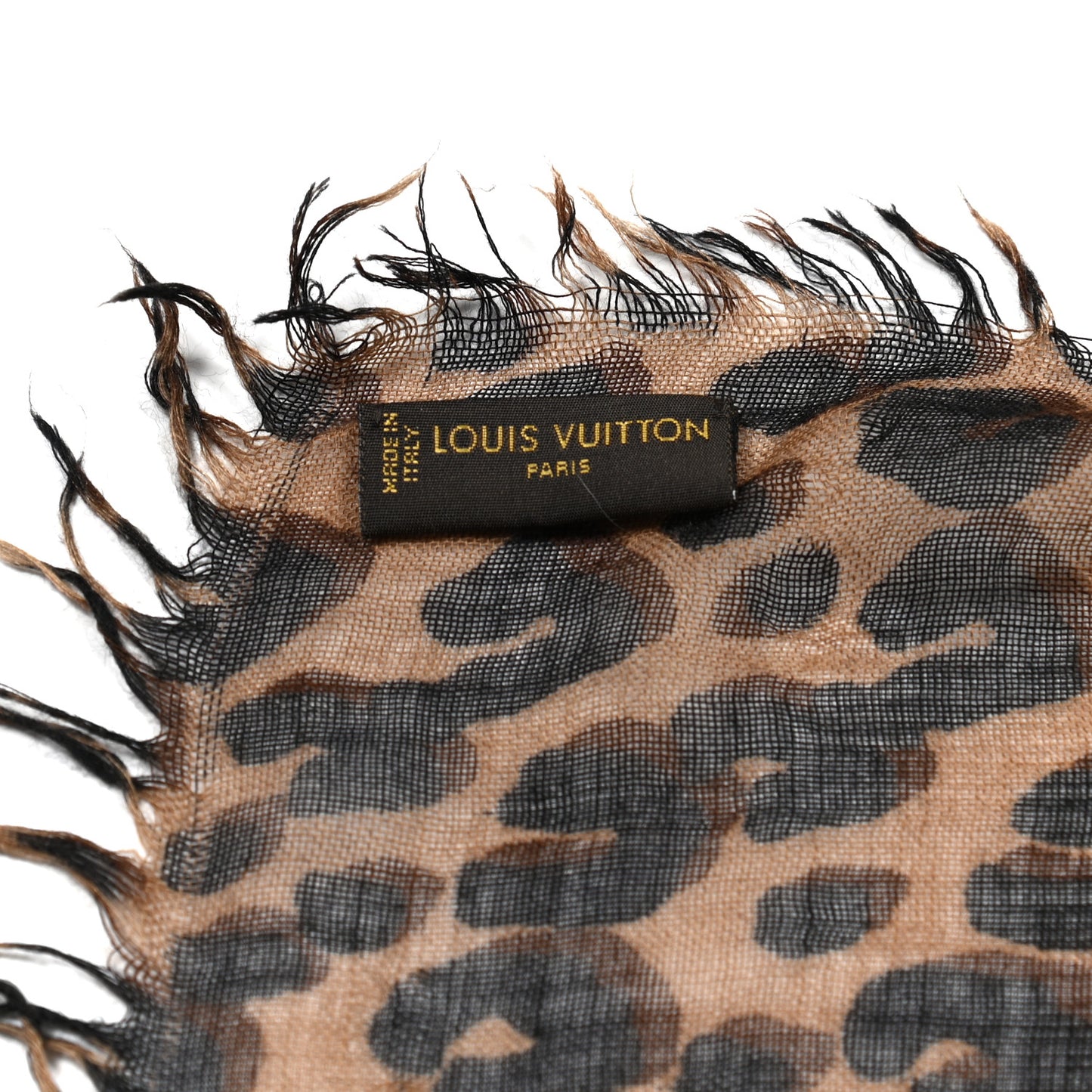Cashmere Silk Leopard Etole Stole Marron