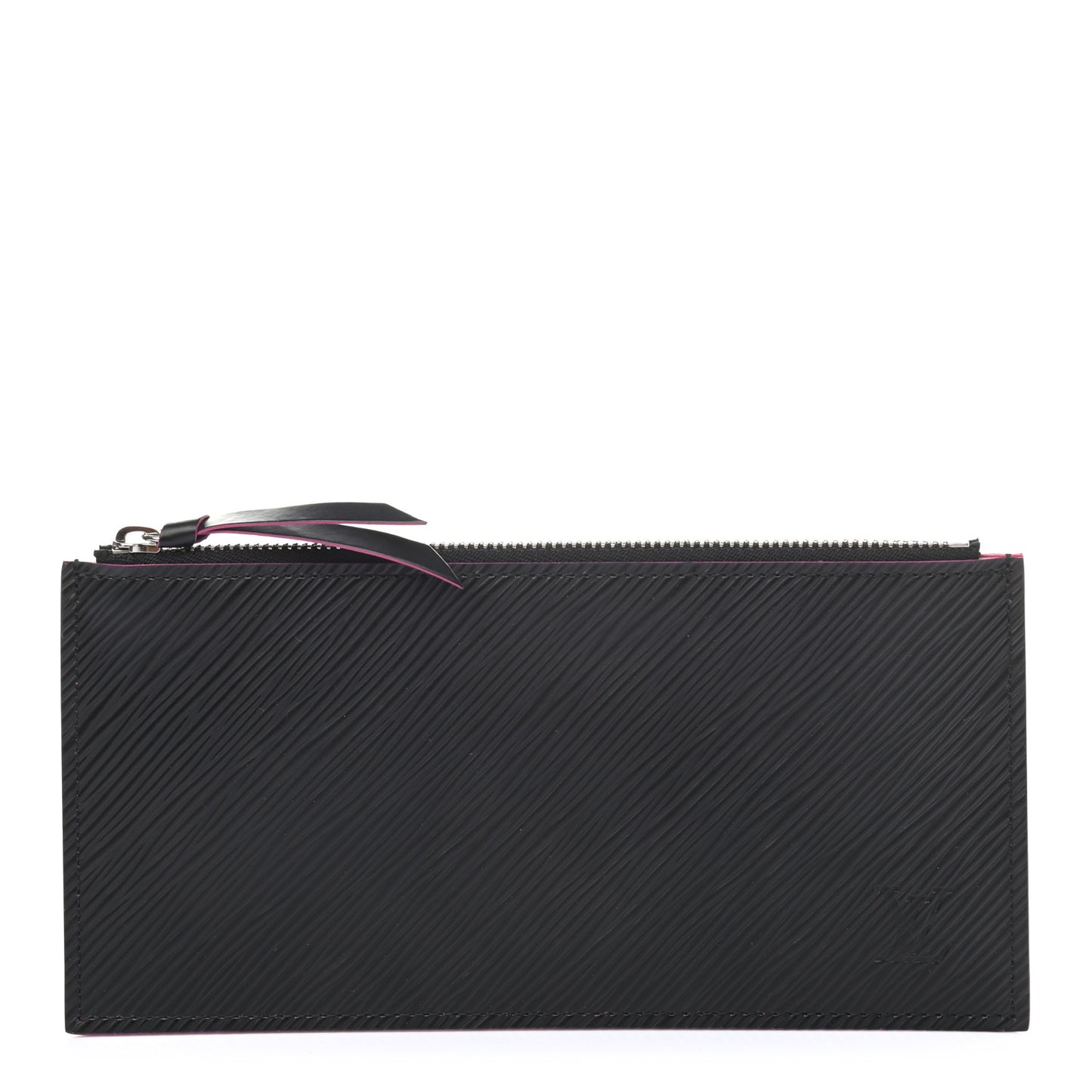 Epi Felicie Chain Wallet Zippered Insert Black Hot Pink