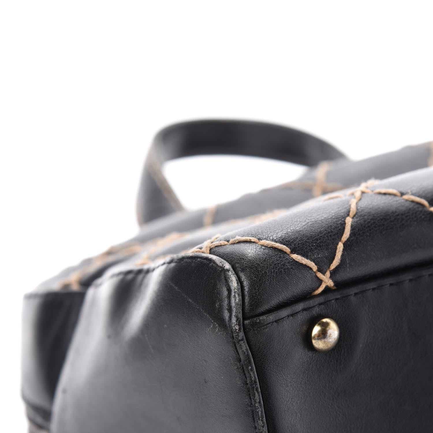 Chanel Calfskin Wild Stitch Top Handle Bag Black 8 of 15