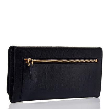 Prada Saffiano Metal Continental Flap Wallet Black 3 of 7