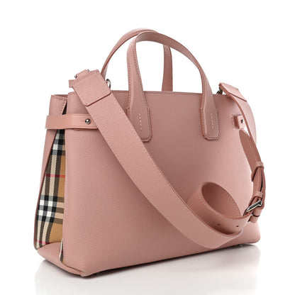 Burberry Grainy Calfskin House Check Medium Banner Tote Ash Rose 4 of 12