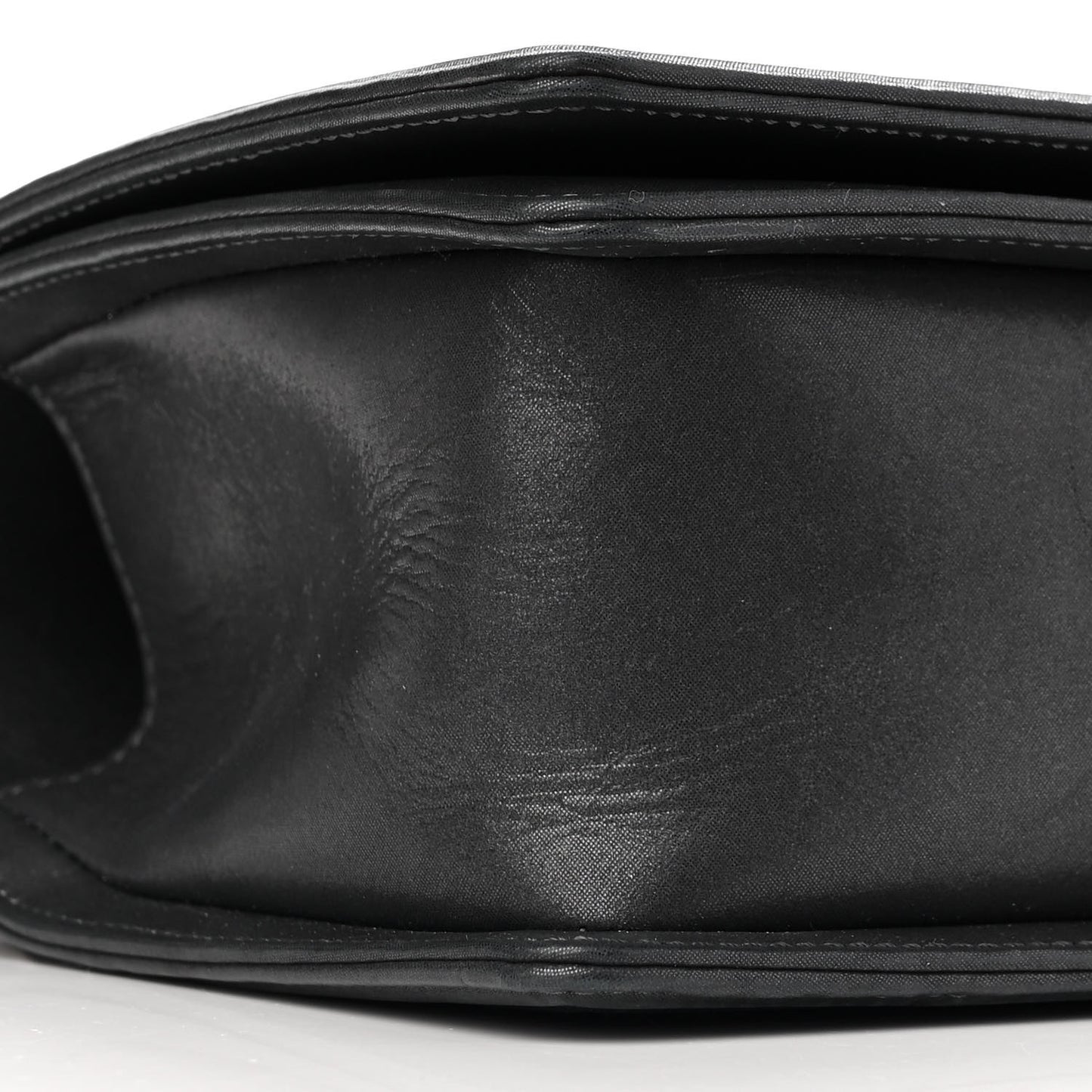 Iridescent Calfskin Embellished Double Stitch Medium Boy Flap Charcoal