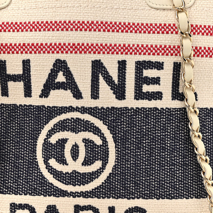 Chanel Striped Canvas Small Deauville Tote Ecru Red Blue 8 of 17