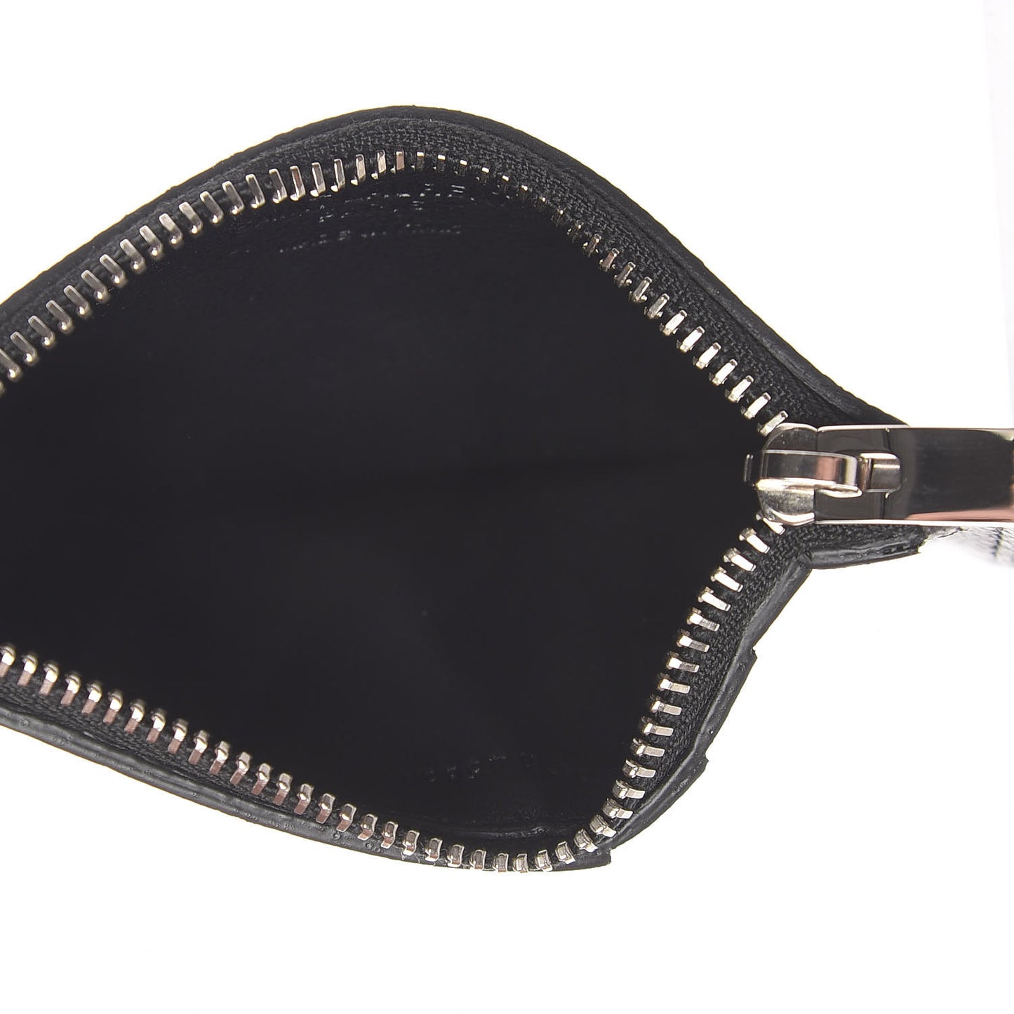 Grained Calfskin 5 Fragments Zip Pouch Card Holder Black
