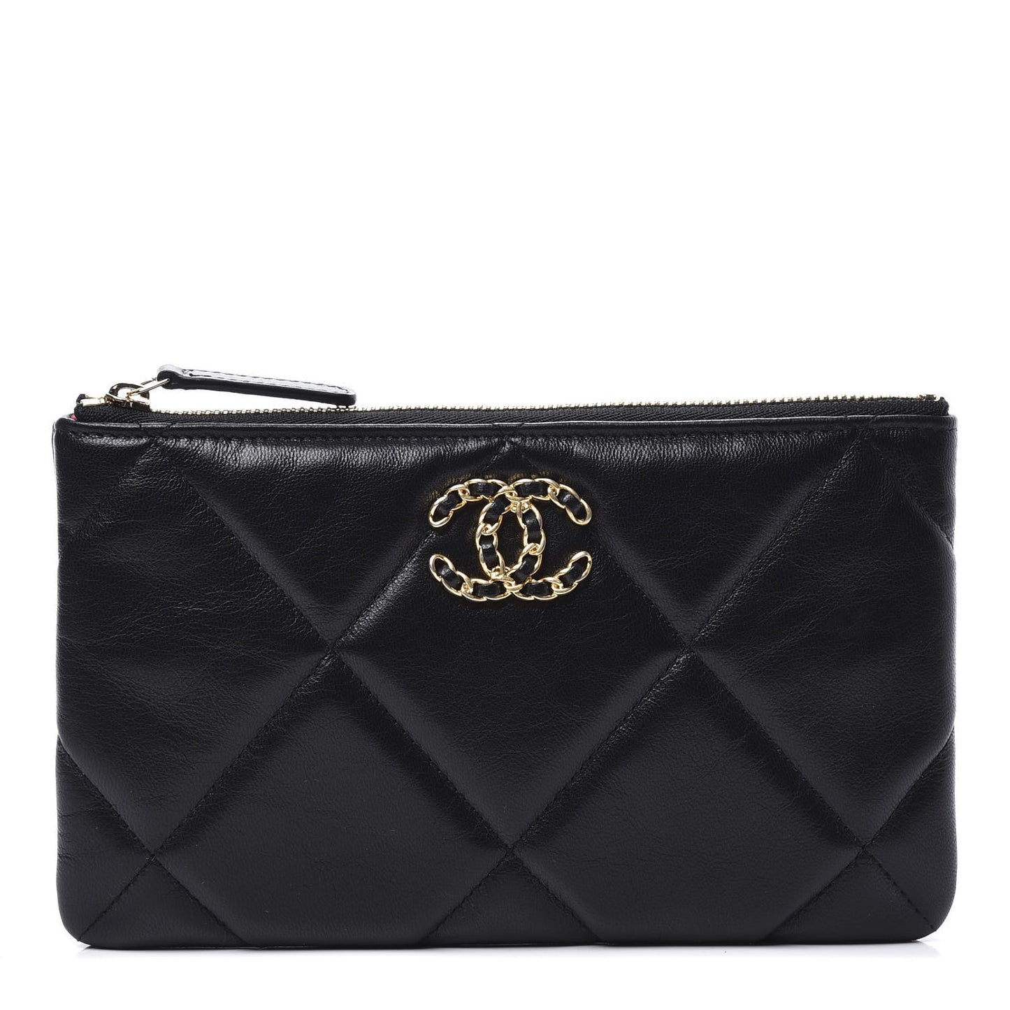 Goatskin Quilted Chanel 19 Cosmetic Case Black