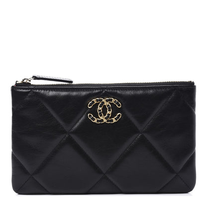 Chanel Goatskin Quilted Chanel 19 Cosmetic Case Black 1 of 11
