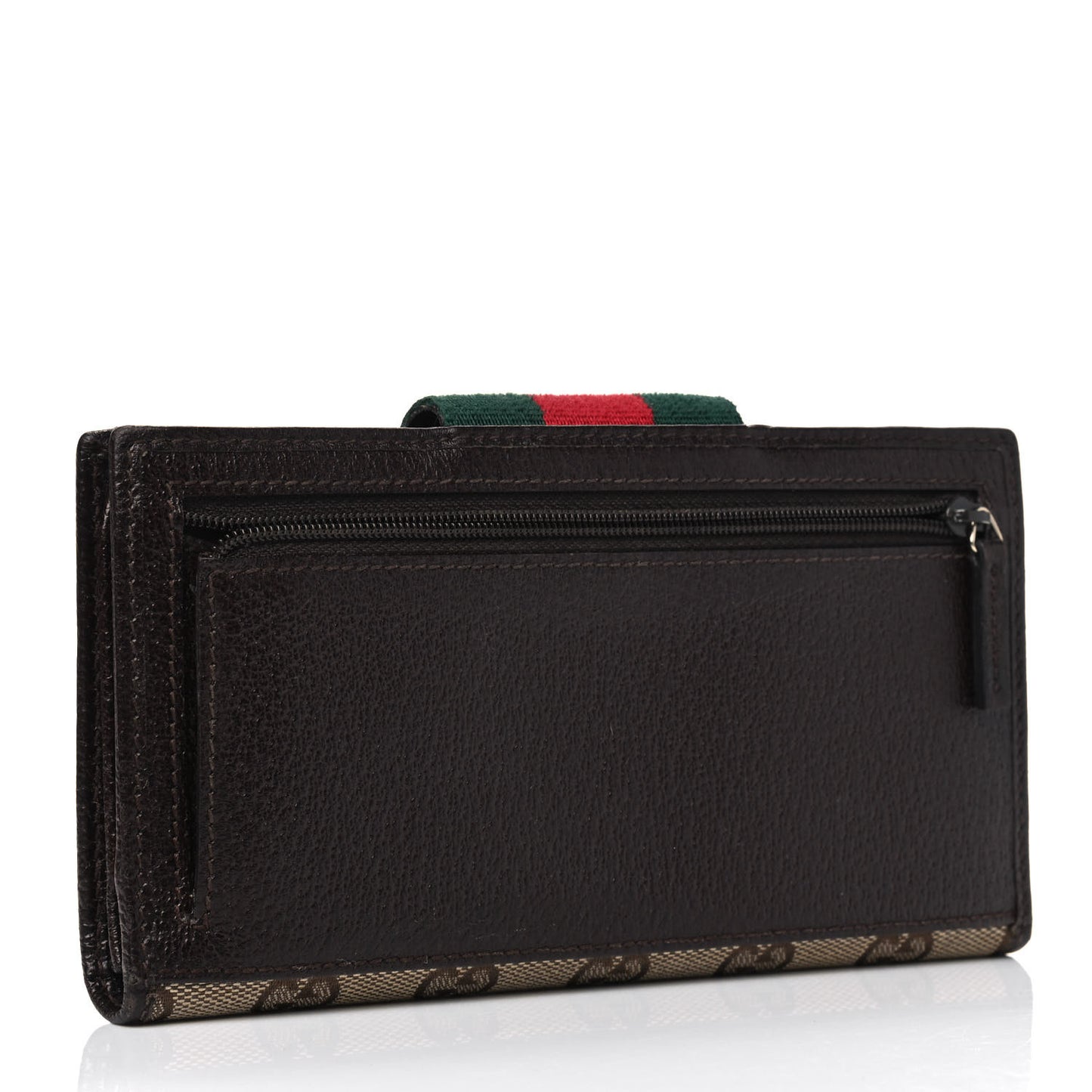 Monogram Calfskin Ladies Web Continental Wallet Beige Ebony Cocoa