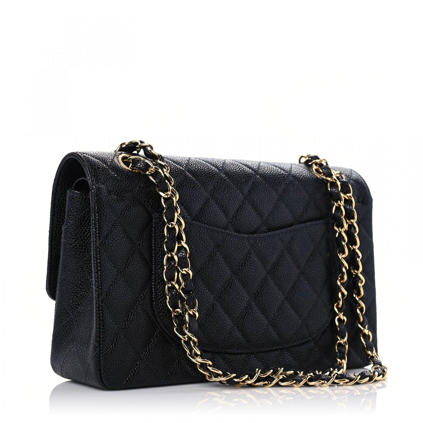 Caviar Quilted Medium Double Flap Black