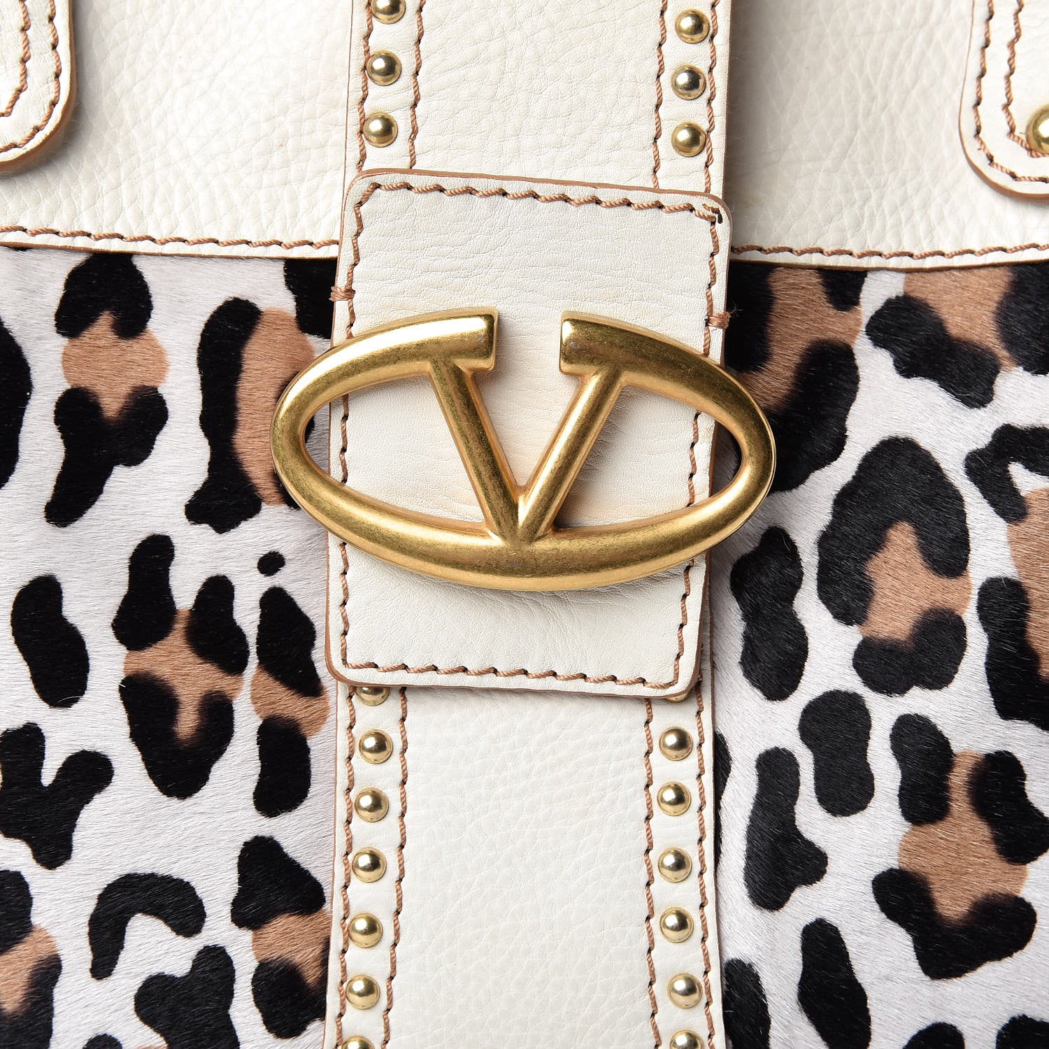 Valentino Garavani Calf Hair Leopard Large Tote Bag White 7 of 12
