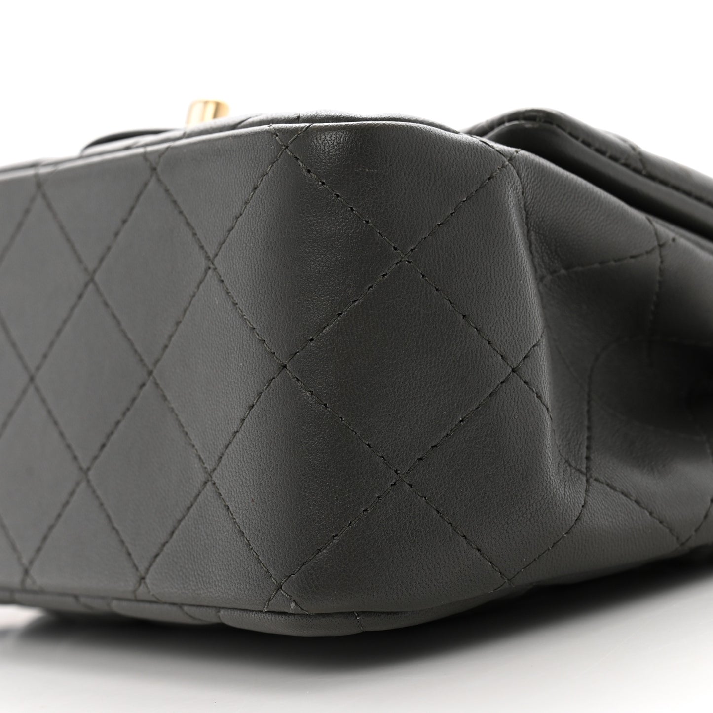 Lambskin Quilted Mini Square Flap Dark Grey
