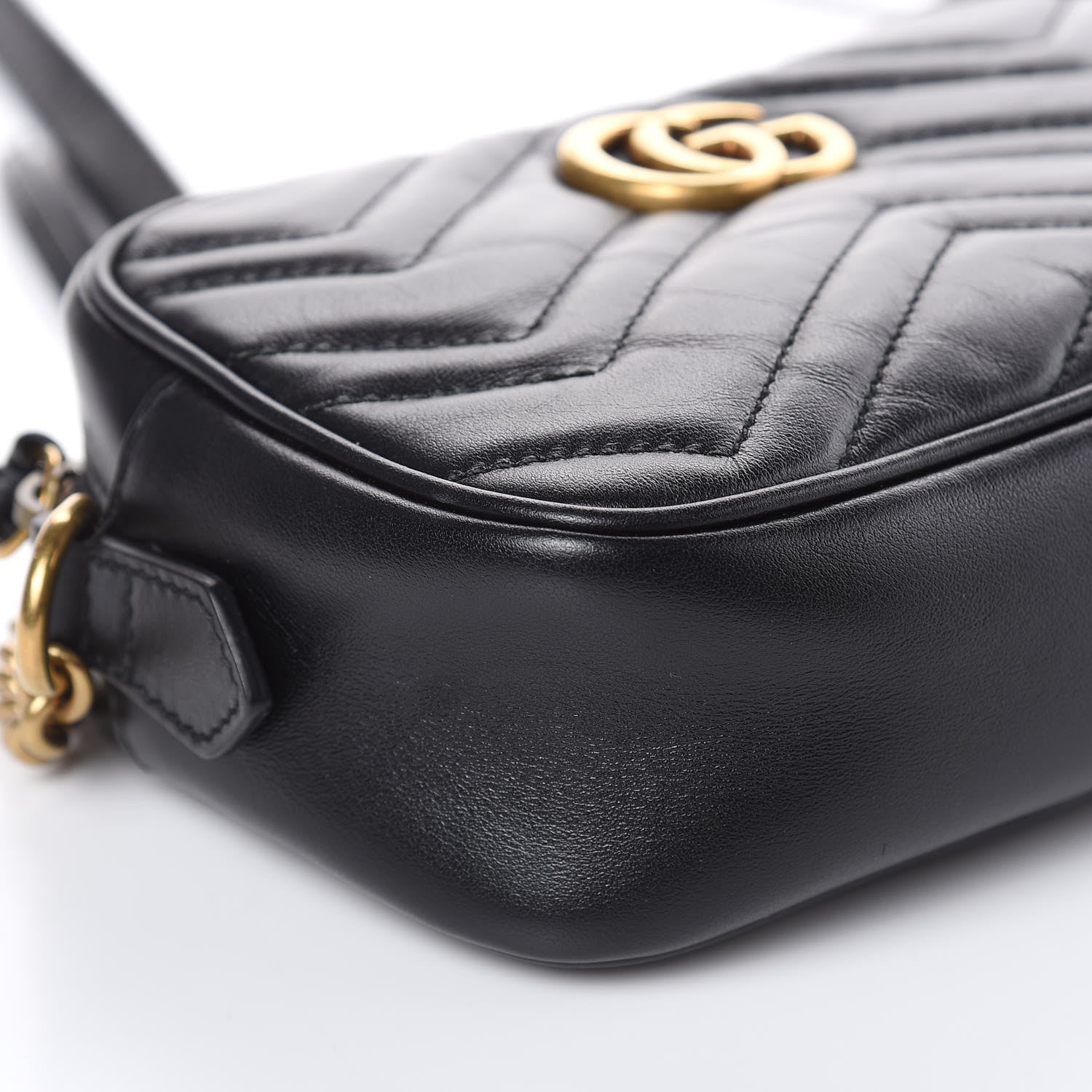 Gucci Calfskin Matelasse Mini GG Marmont Chain Shoulder Bag Black 8 of 12