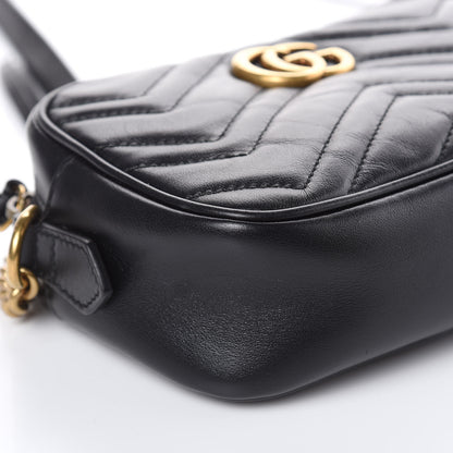Gucci Calfskin Matelasse Mini GG Marmont Chain Shoulder Bag Black 8 of 12