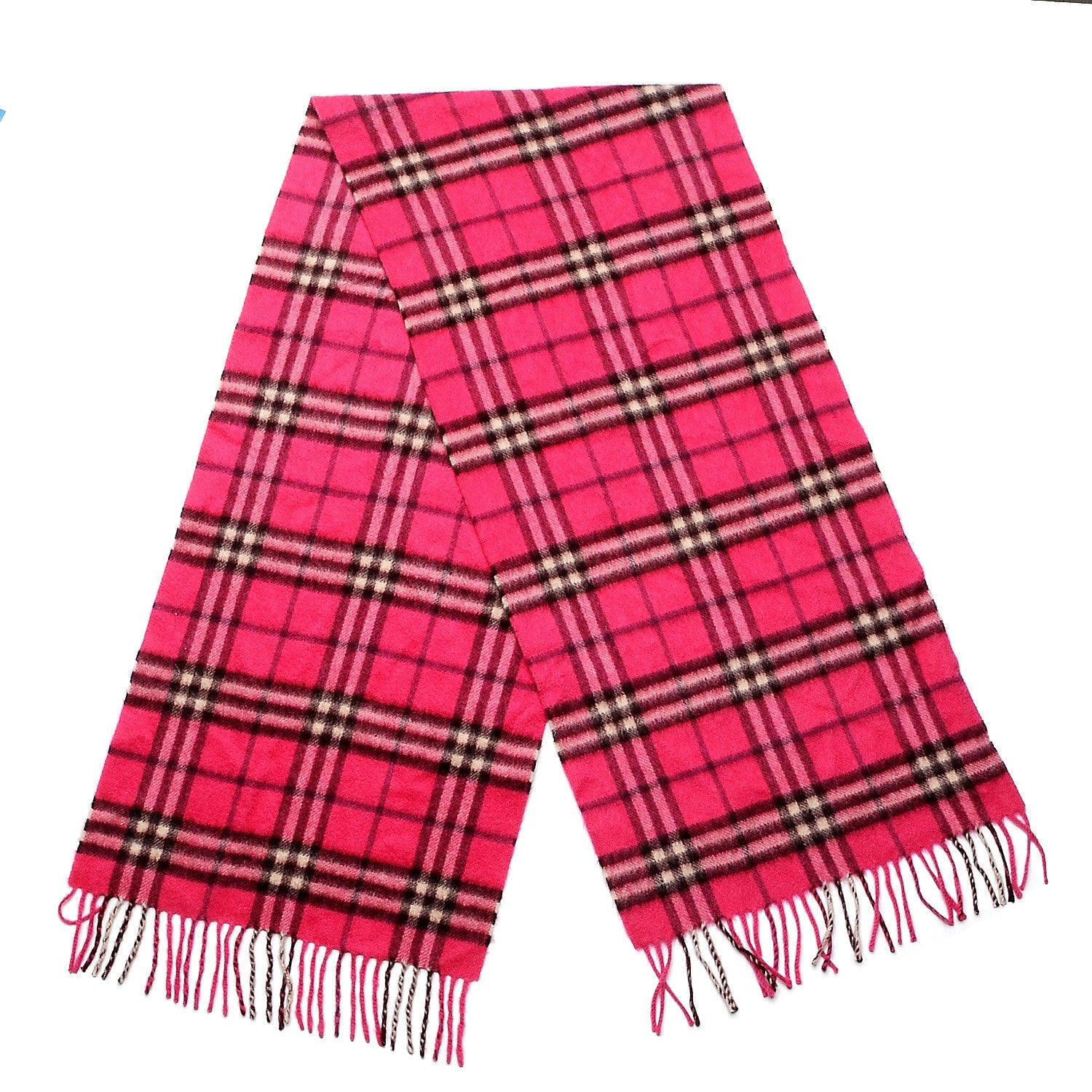 Burberry Cashmere Check Fringe Scarf Pink 3 of 4