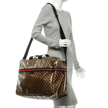 Gucci Crystal Monogram Web Large Carry On Duffle Bag Brown 2 of 6