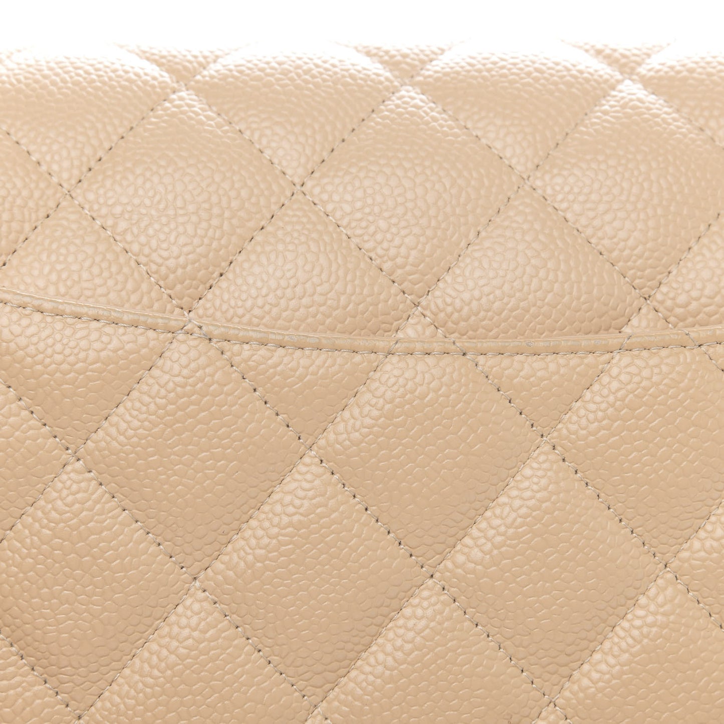 Caviar Quilted Jumbo Double Flap Light Beige