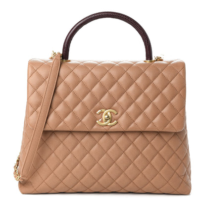 Chanel Caviar Lizard Quilted Large Coco Handle Flap Beige 1 of 10