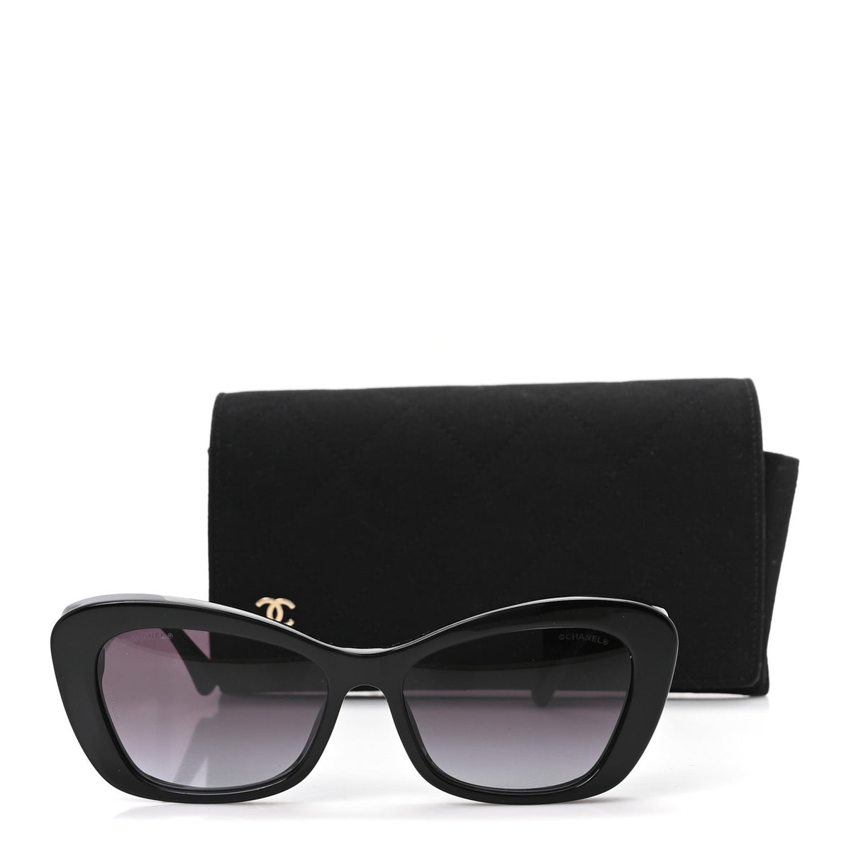 Chanel Acetate Pearl Cat Eye CC Sunglasses 5481-H  Black 7 of 7