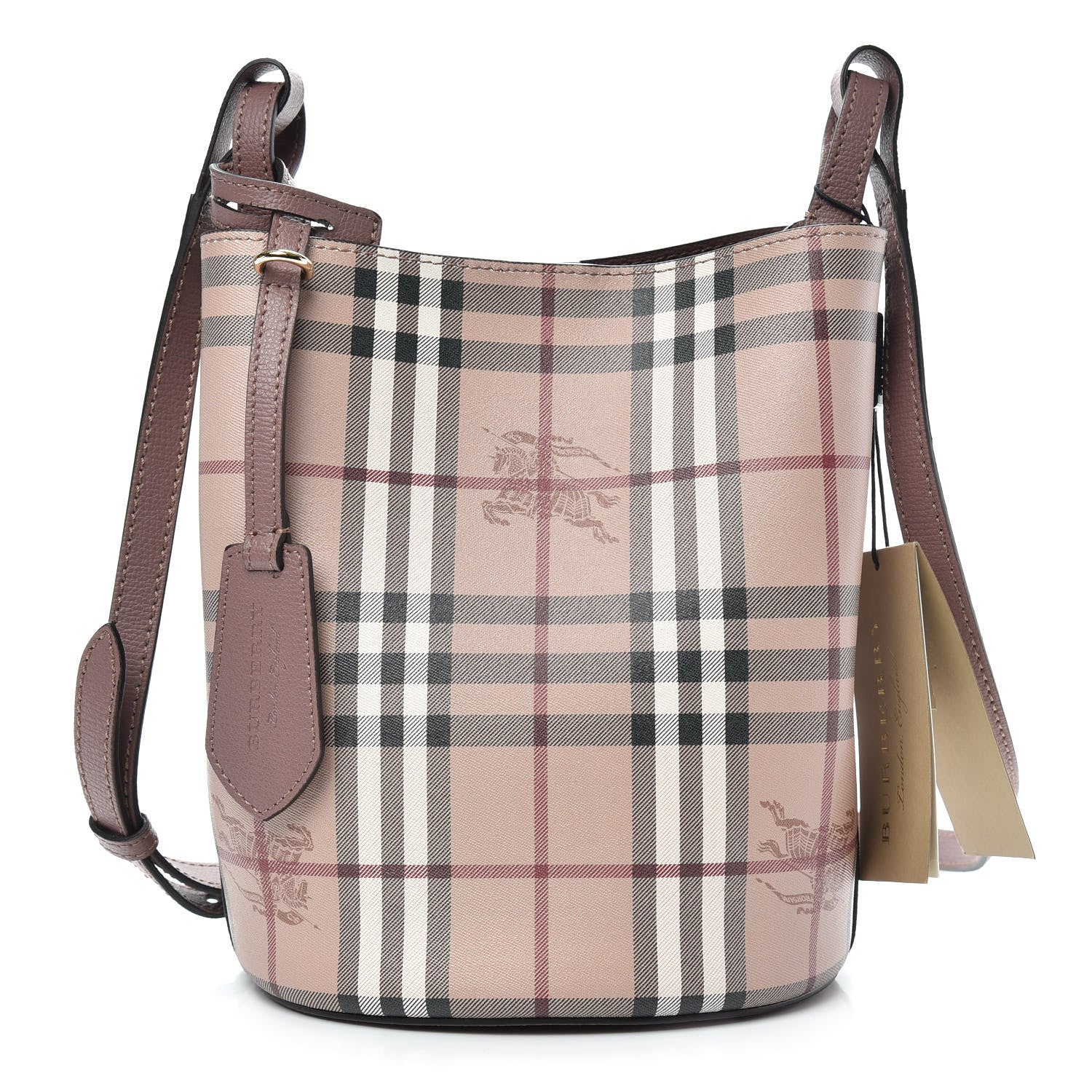 Burberry Haymarket Check Colours Small Lorne Bucket Crossbody Light Elderberry 1 of 9
