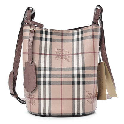 Burberry Haymarket Check Colours Small Lorne Bucket Crossbody Light Elderberry 1 of 9