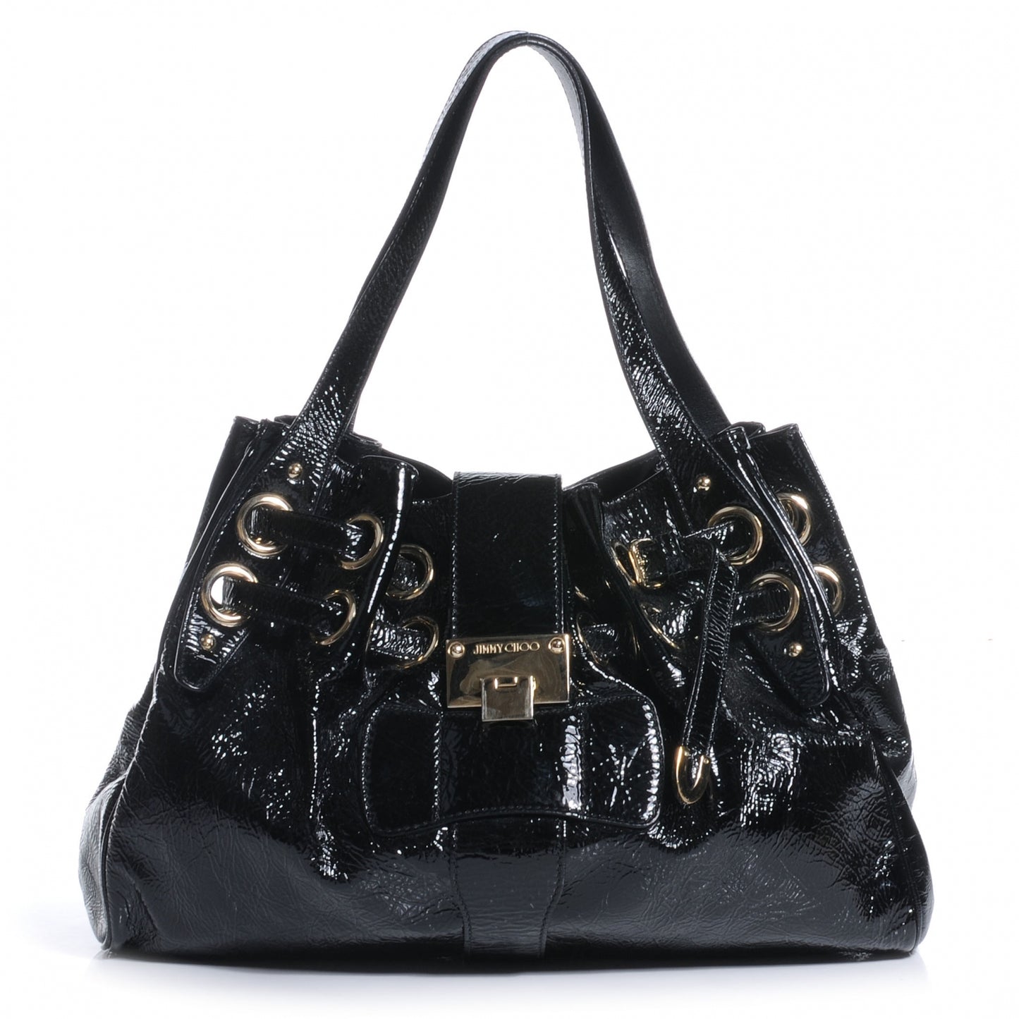 Crushed Patent Riki Bag Black