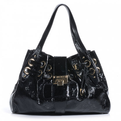 Jimmy Choo Crushed Patent Riki Bag Black 1 of 6