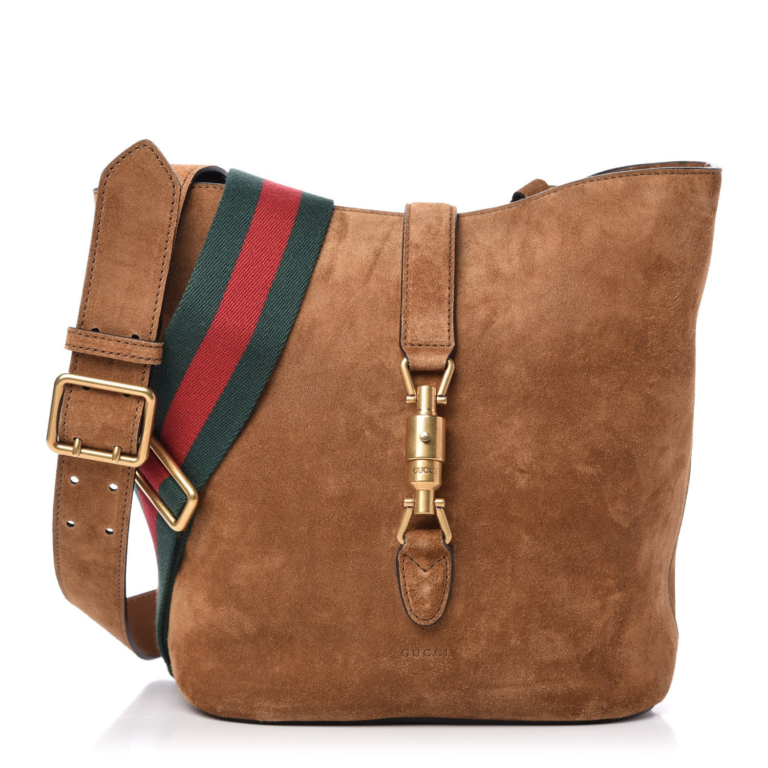 Gucci Suede Web Small Jackie Bucket Bag Brown 3 of 11