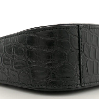 Saint Laurent Calfskin Crocodile Embossed Le 5 A 7 Hobo Black 9 of 10