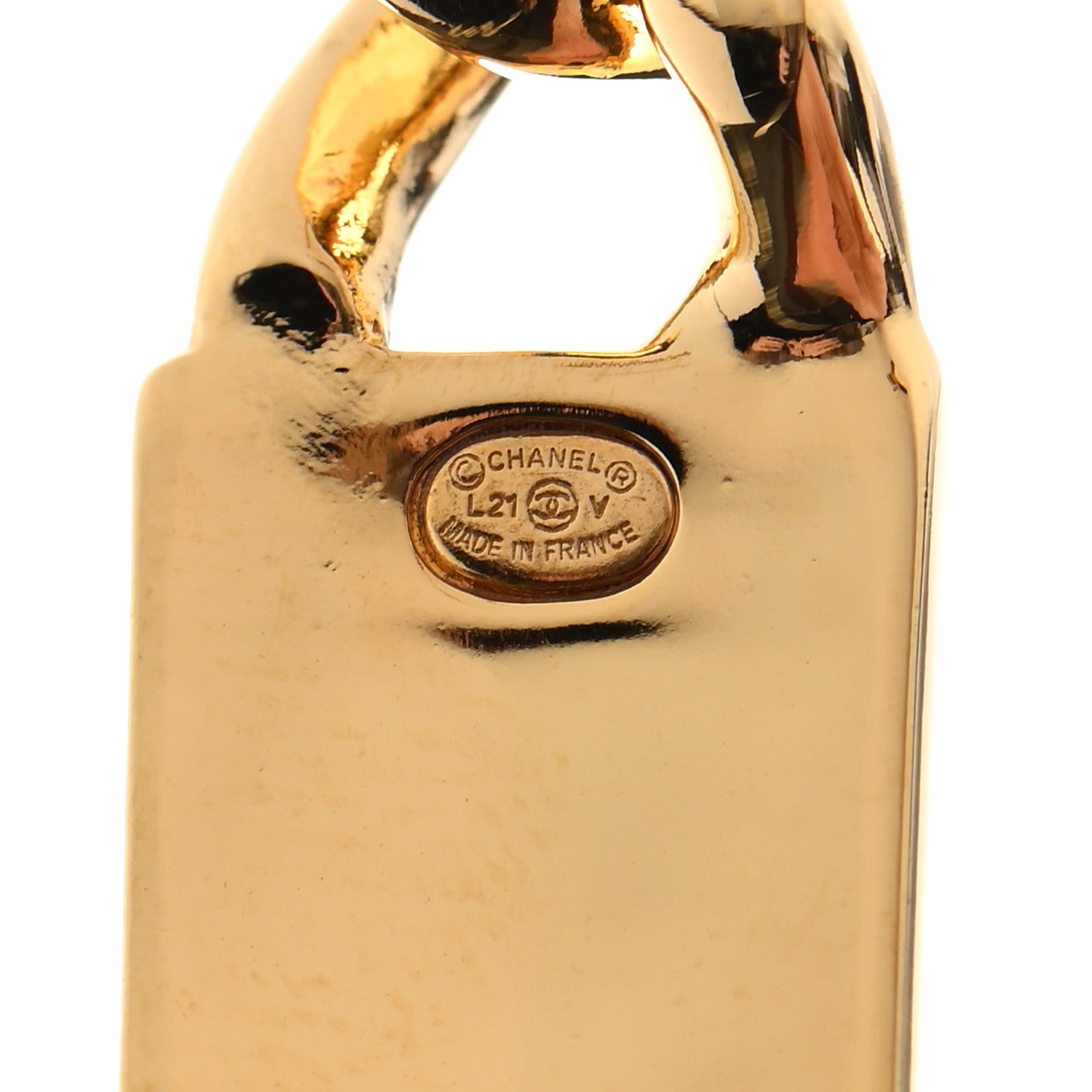 Chanel Crystal Tag Drop Earrings Gold 4 of 4