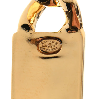 Chanel Crystal Tag Drop Earrings Gold 4 of 4