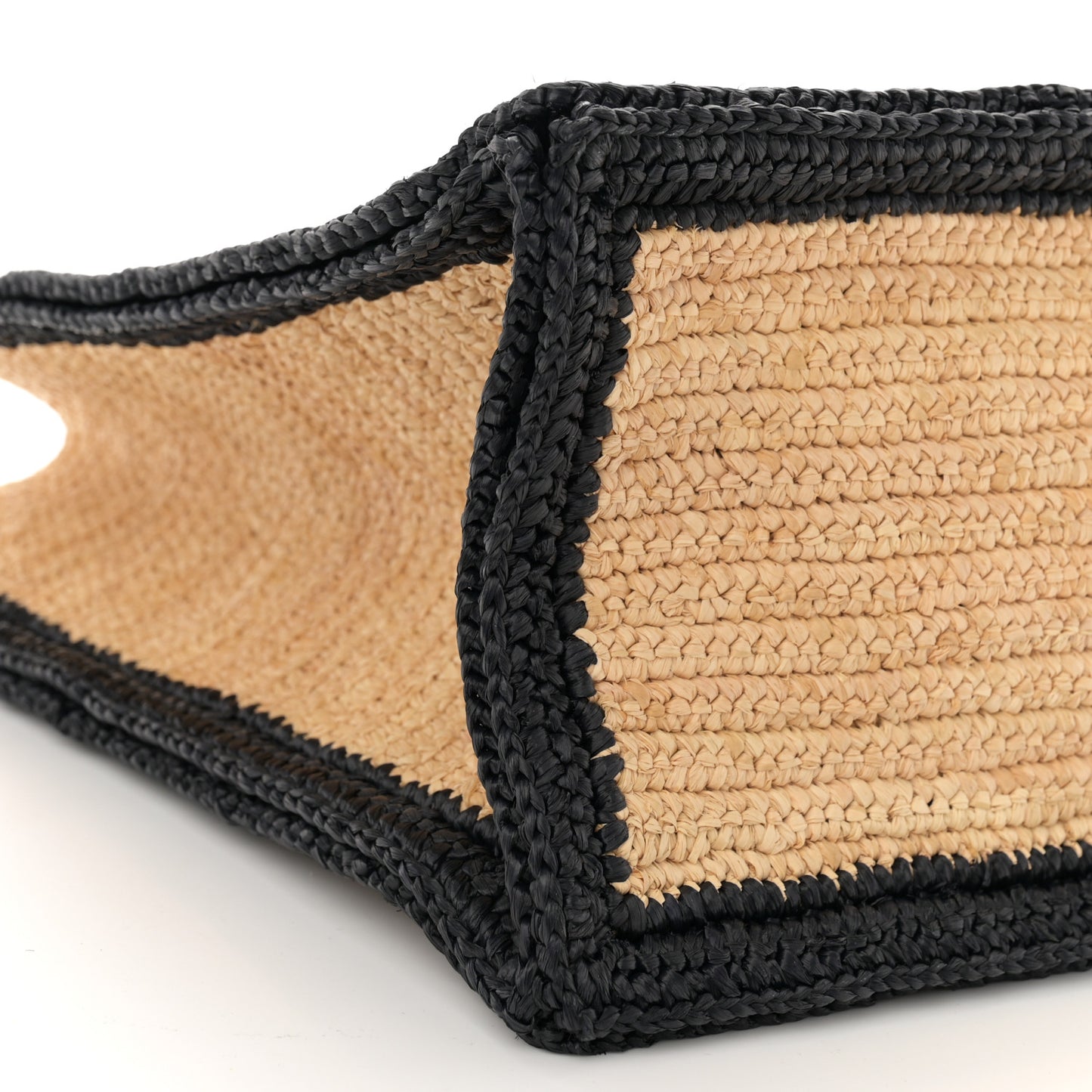 Raffia Calfskin Rive Gauche Tote Naturale Black