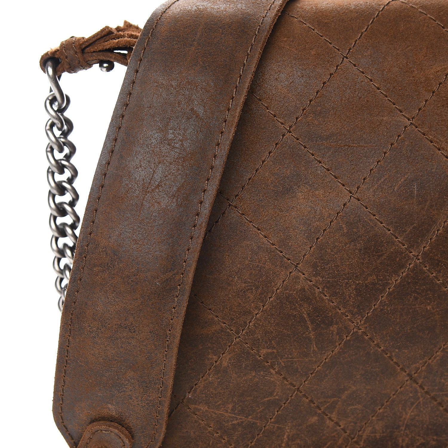 Chanel Nubuck Stitched Highlander Messenger Brown 9 of 17