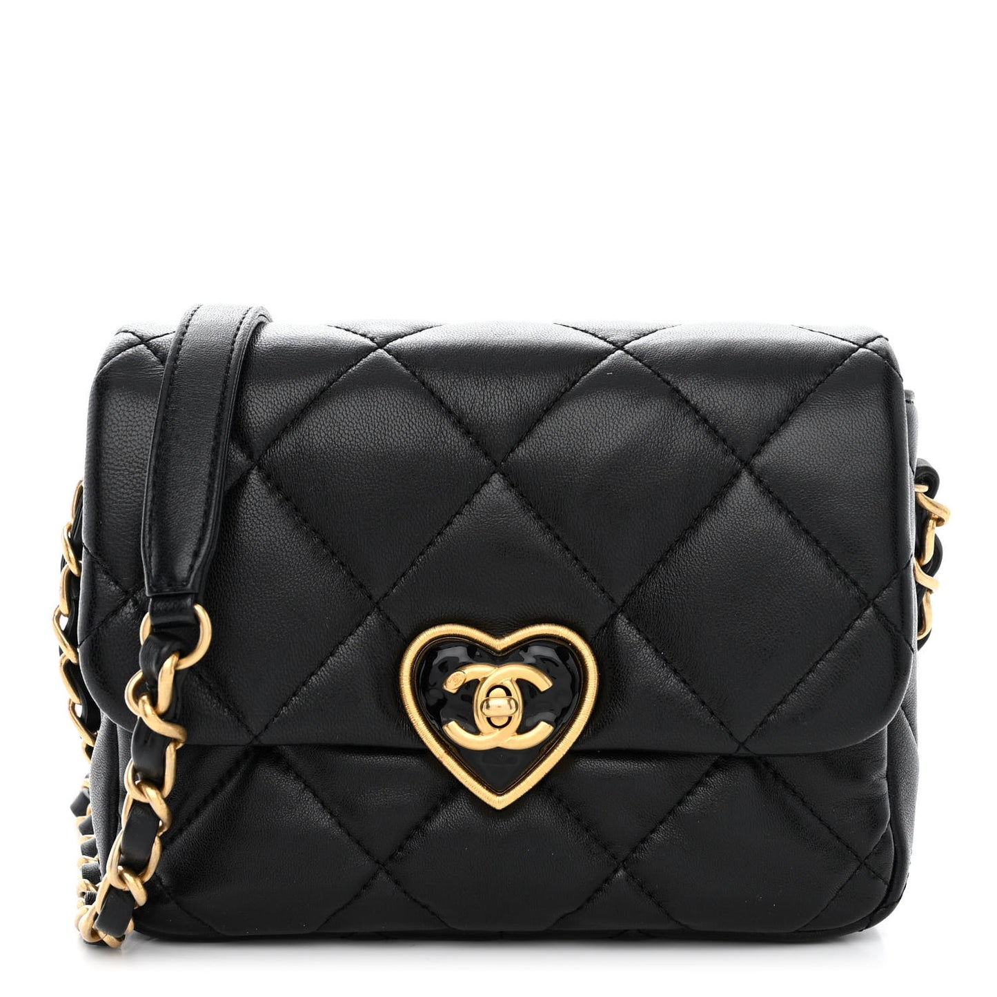 Lambskin Plexiglass Quilted Coco Love Mini Flap Black
