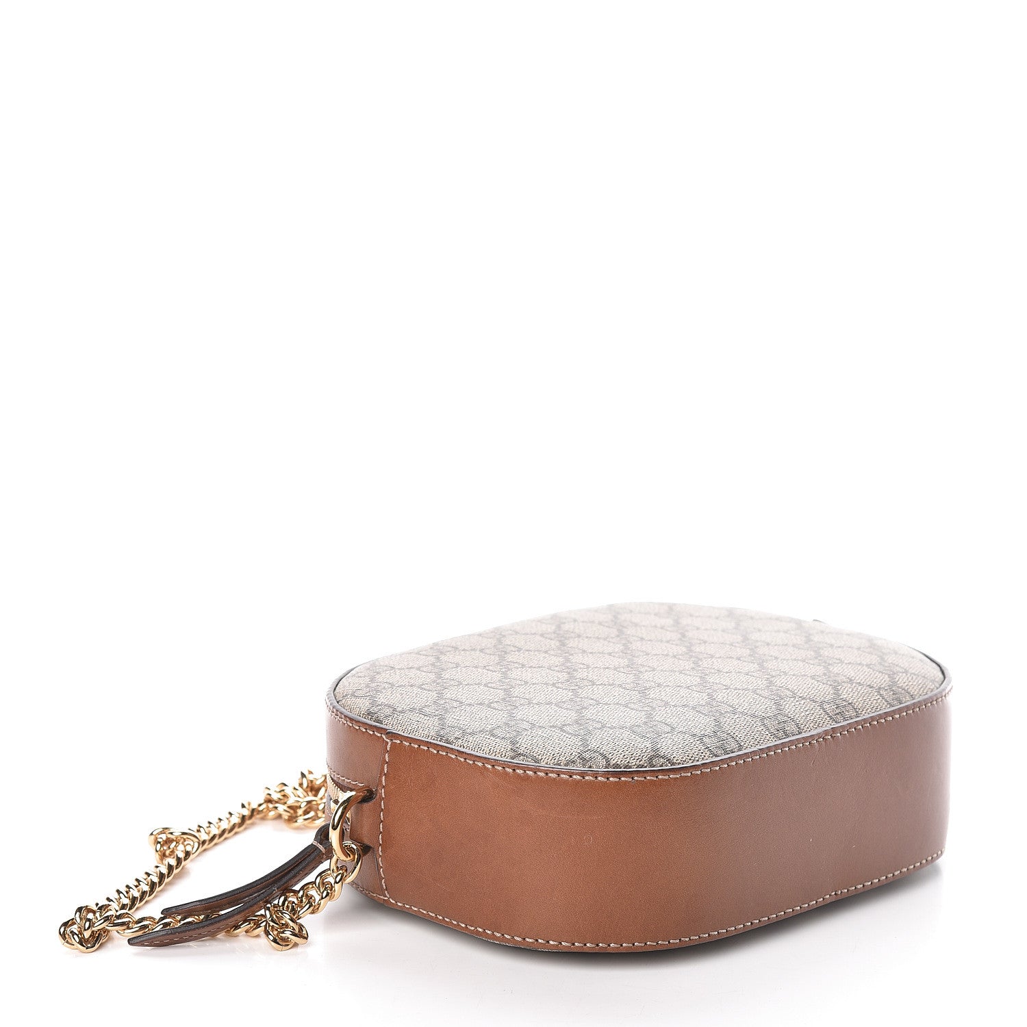 Gucci GG Supreme Monogram Cuoio Toscano Mini Chain Shoulder Bag Beige Ebony Cuir 4 of 10