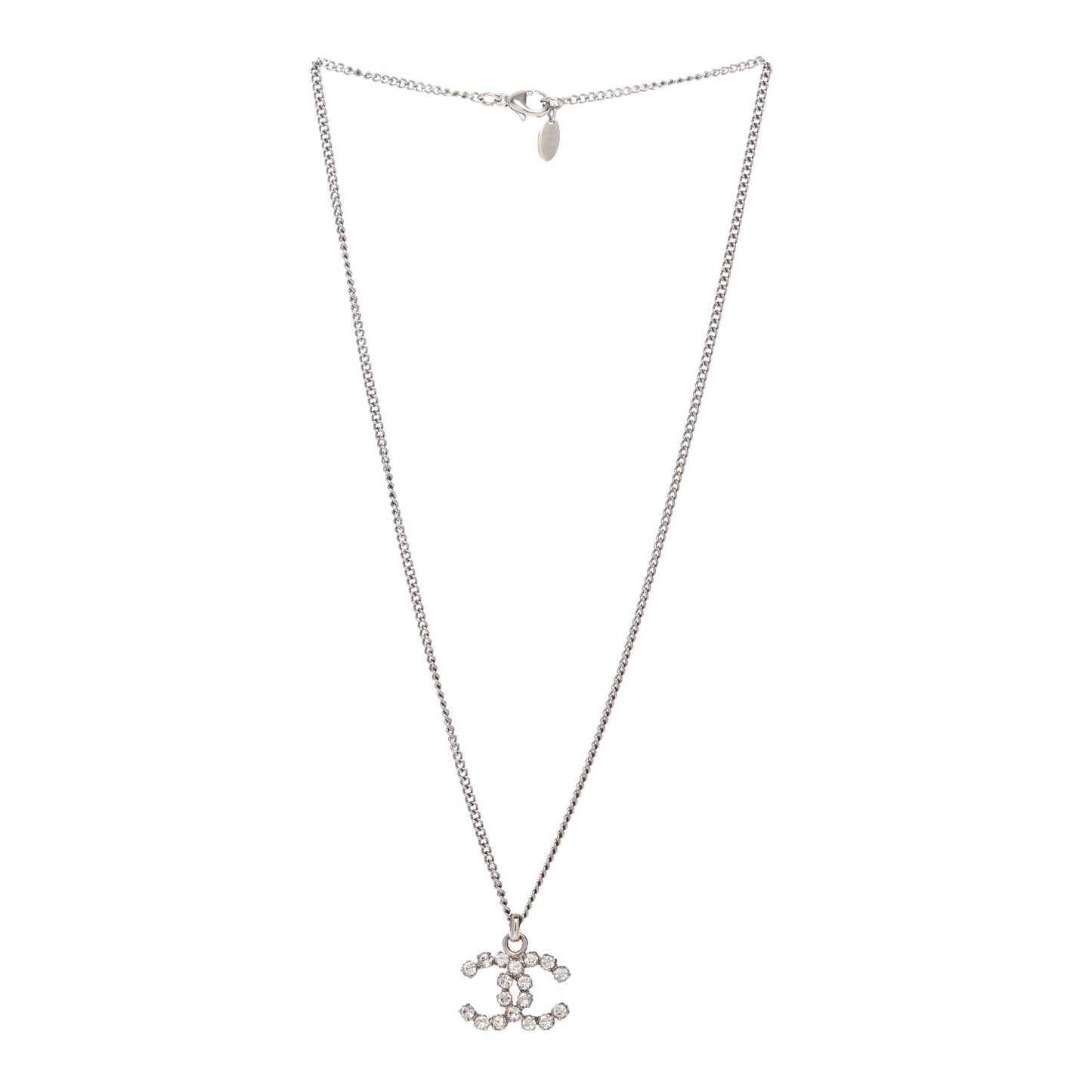 Crystal CC Pendant Necklace Silver