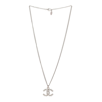 Chanel Crystal CC Pendant Necklace Silver 3 of 5