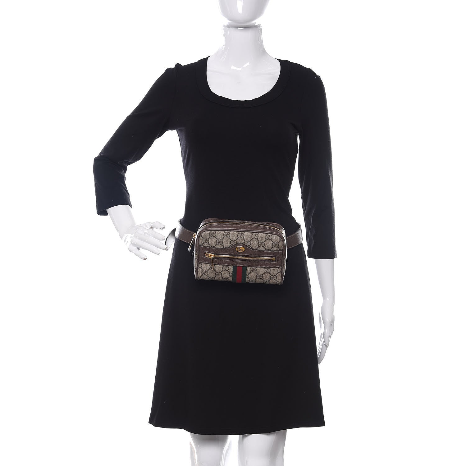 Gucci GG Supreme Monogram Web Small Ophidia Belt Bag 85 34 Dark Brown 2 of 9