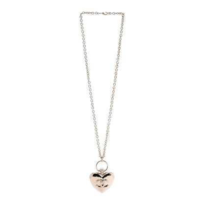 Chanel Metal CC Heart Locket Necklace Gold 3 of 7