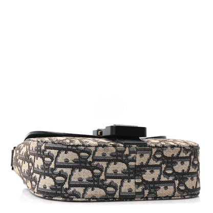 Christian Dior Grained Calfskin Oblique Mini Saddle Messenger Bag With Flap Beige Black 3 of 9