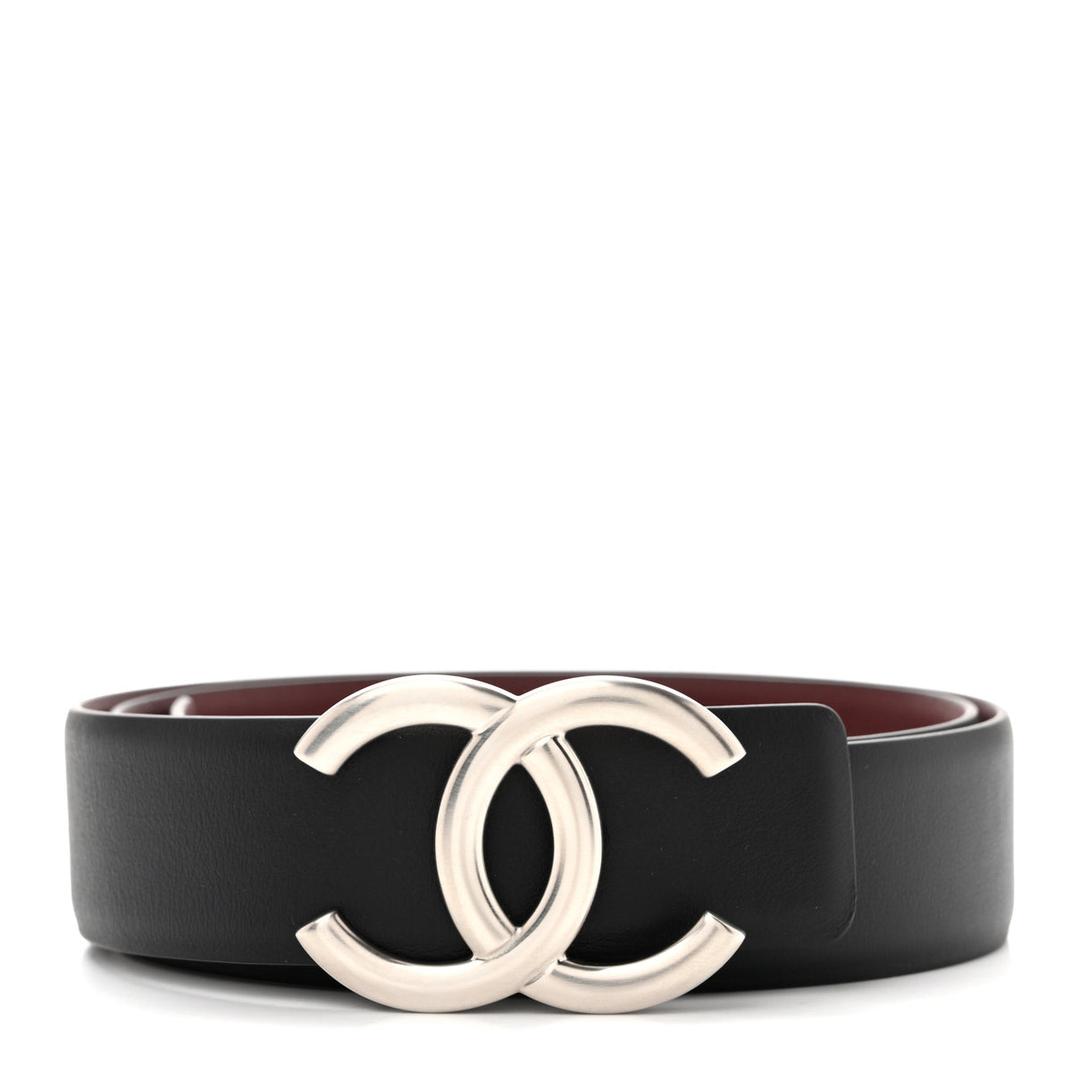 Chanel Calfskin CC Reversible Belt 70 Black Burgundy 1 of 8