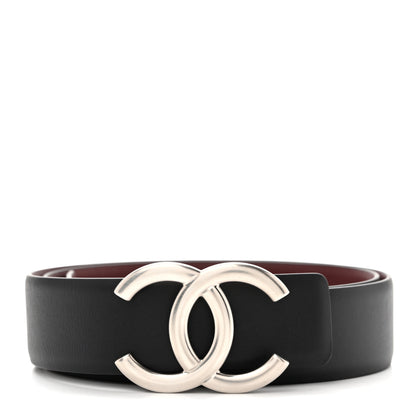 Chanel Calfskin CC Reversible Belt 70 Black Burgundy 1 of 8