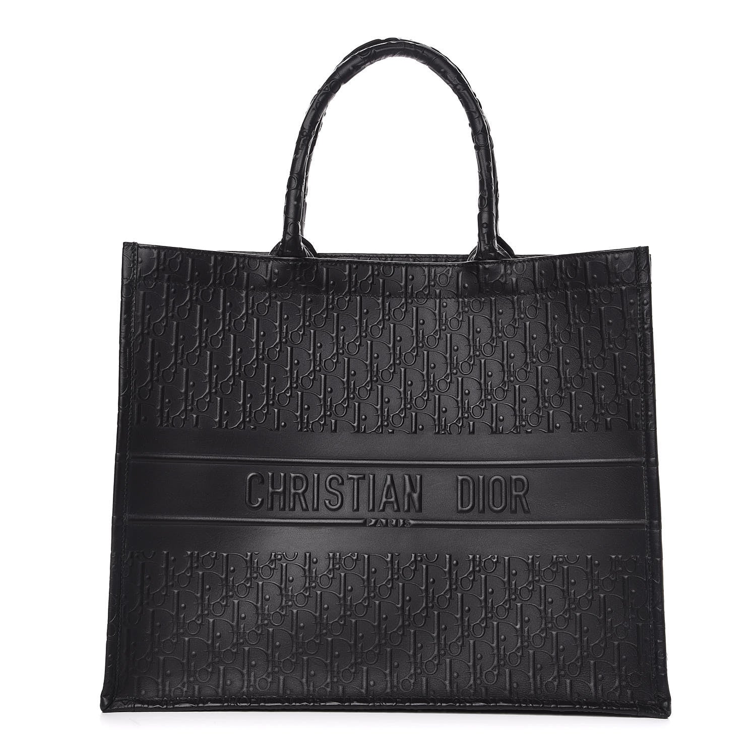 Christian Dior Oblique Calfskin Embossed Book Tote Black 1 of 12